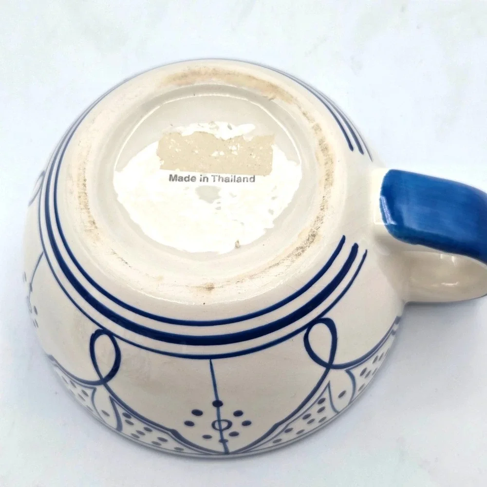 VINTAGE Moroccan Inspired TeaPot Tea For One 3 Piece Blue & White‎ - Thailand